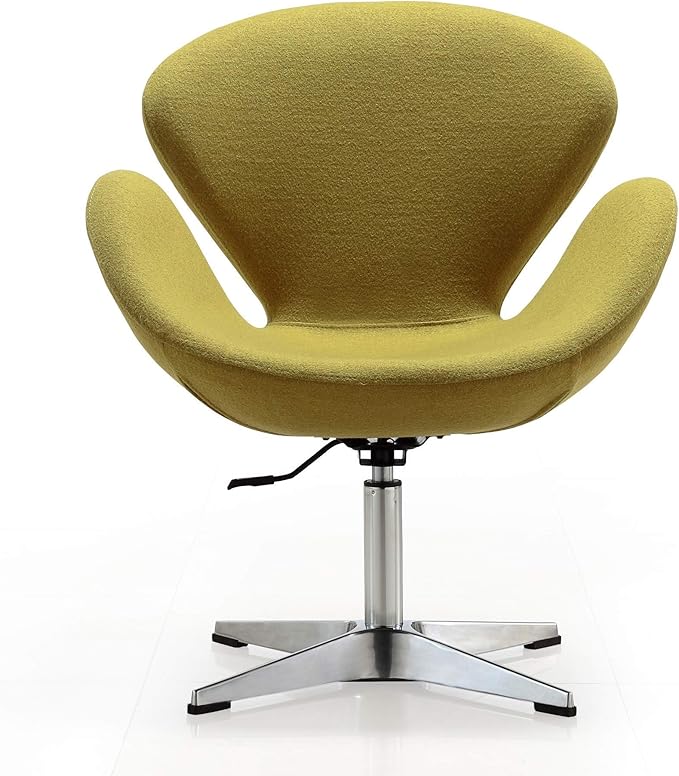 Manhattan Comfort Raspberry Adjustable Swivel Accent Chair with 360° Turn Polished Chrome Base Modern Retro Design Versatile Seat Ideal for Any Room Set of 1 Green