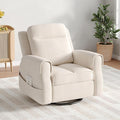 Maupvit Faux Shearling Recliner Chair - 360° Swivel Rocker with Adjustable Footrest and Backrest Plush Upholstered Single Sofa for Small Spaces for Living Room/Nursery/Home Theater (Cream White)