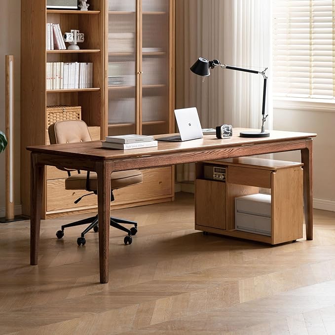YESWOOD Rectangular Solid Wood Home Office Desk Modern Dining Table Writing Computer Desk for Sturdy Dining Room Living Room Office 62.99 W