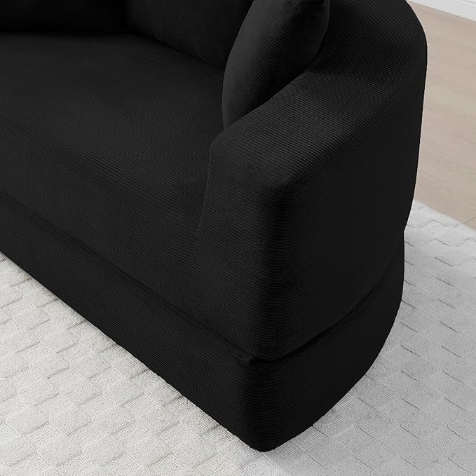 KEIKI 67 Corduroy Convertible Circular Floor Sofa BedMulti-Functional Adjustable Futon Couch for Living Room Bedroom ApartmentNo Assembly