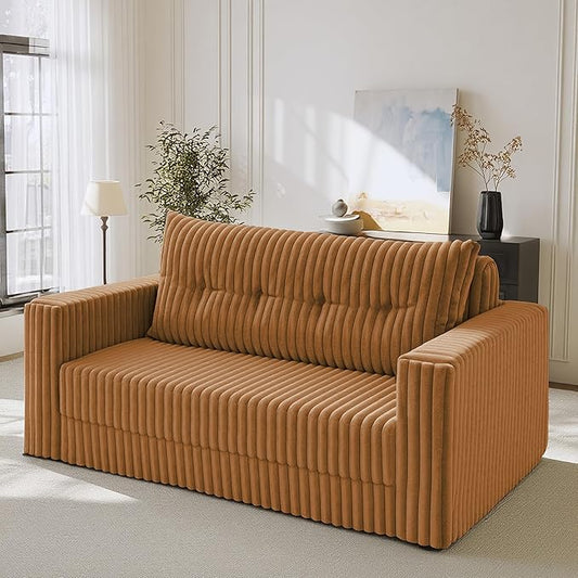 HABUTWAY Folding Sofa Bed 2 in 1 Convertible Sleeper Chair with Pillow Portable Fold Out Chair Bed with Armrest Comfy Floor Couch Lazy Sofa for Living Room Bedroom Dorm Home Office Orange