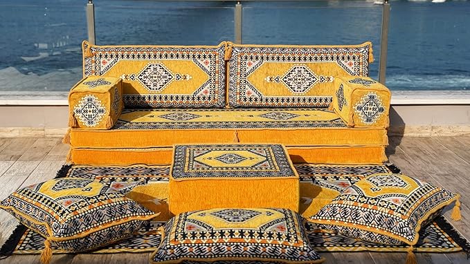 arabicsofa Arabic Jalsa Floor Sofa – Traditional Handmade Floor Cushion Sofa for Living Room