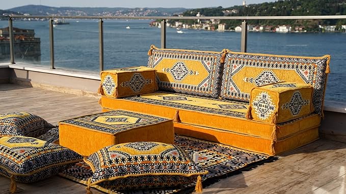 arabicsofa Arabic Jalsa Floor Sofa – Traditional Handmade Floor Cushion Sofa for Living Room