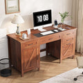 VOWNER Executive Desk with File Drawer Farmhouse Office Desk with Charging Station Computer Desk Workstation for Home Office Walnut