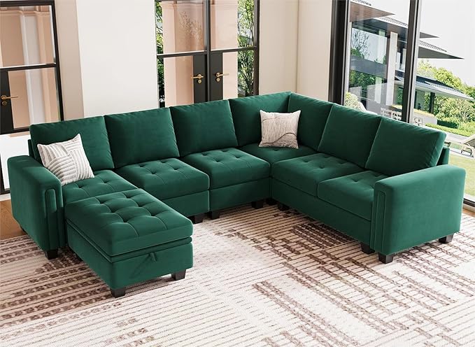 Belffin Single Seat Module for Modular Sectional Sofa Green