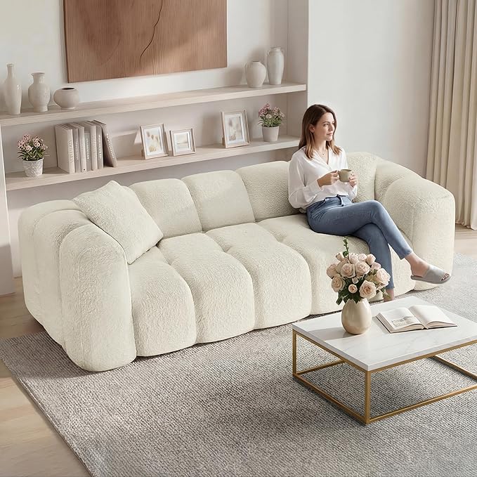 84 Boneless Couch No Assembly Required Loveseat Sofa Modern Deep Seat Cloud Couch Modern Compressed Sofa Oversized Upholstered 3-Seater for Living Room Bedroom