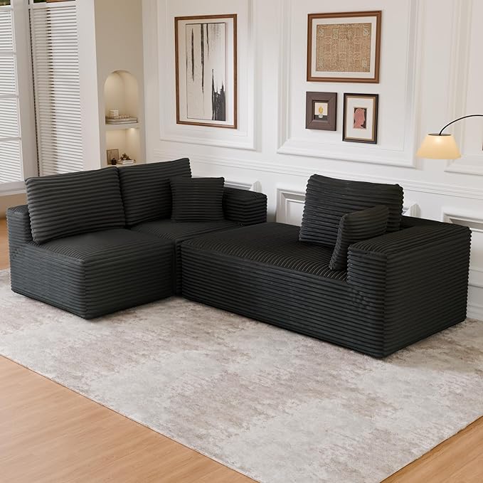 104 Modular Sectional Sofa with L-Shape Chaise Modern Upholstered Cloud Couches for Living Room Bedroom No Assembly Required Dark Grey