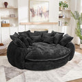 81'' Cloud Couches for Living Room Comfy Circle Round Couch Bed with 14 Pillows Upholstered Boneless Couch Oversized Chaise Lounge Chair Indoor Extra Wide Round Daybed Floor Sofa (Black)