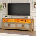 DWVO Farmhouse TV Stand for 65 inch TVs LED Entertainment Center with Storage TV Console with Power Outlets Wooden Bar Coffee TV Table with Shelves for Living Room (Oak)