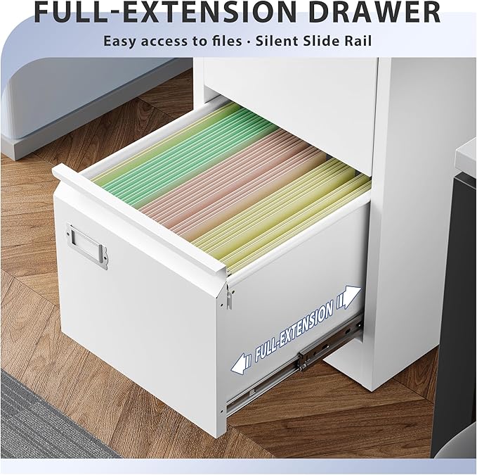 5 Drawer File Cabinet Filing Cabinets for Home Office Vertical File Cabinet with Lock 61.6 H Locking File Cabinet for A4 Legal/Letter Assembly Required (White)