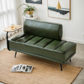 Anwick 55 PU Leather Small Sofa Loveseat Couch with Side Table Modern Upholstered Bed End Bench with Back for Bedroom Living Room Office Entryway (Green)