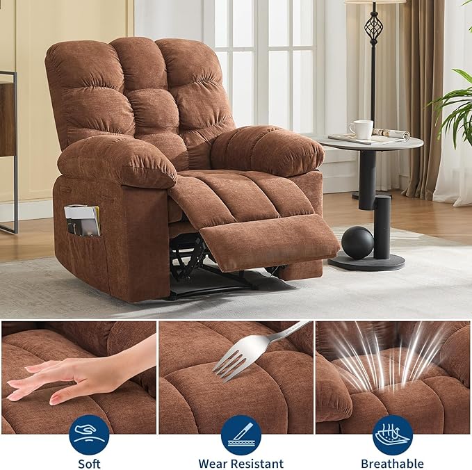 Manual Recliner Chair with Massage &amp Heating for Adults 150° Oversized Recliner Featuring Extra Wide Plush Seat Soft Overstuffed Design for Living Room and Bedroom