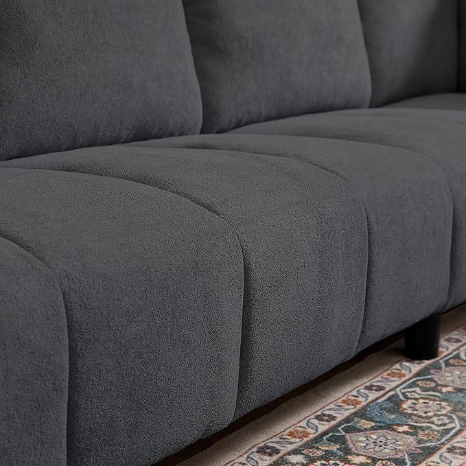 Modular Sectional Sofa Couch Modern Linen L Shaped Couch Chaises 6-Seater Convertible Sofa for Living Room Apartment Dark Grey