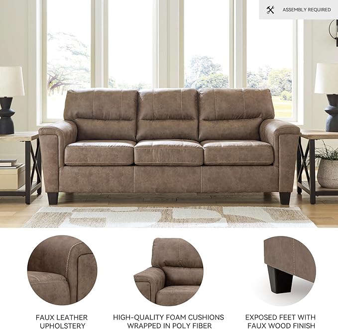 Signature Design by Ashley Navi Modern Sofa with Removable Cushions Dark Brown