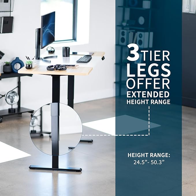 VIVO Electric 71 x 30 in Dual Motor Sit Stand Desk Memory Height Adjustment 2B Series White and Light Wood Top Black Frame DESK-KIT-2B7WC