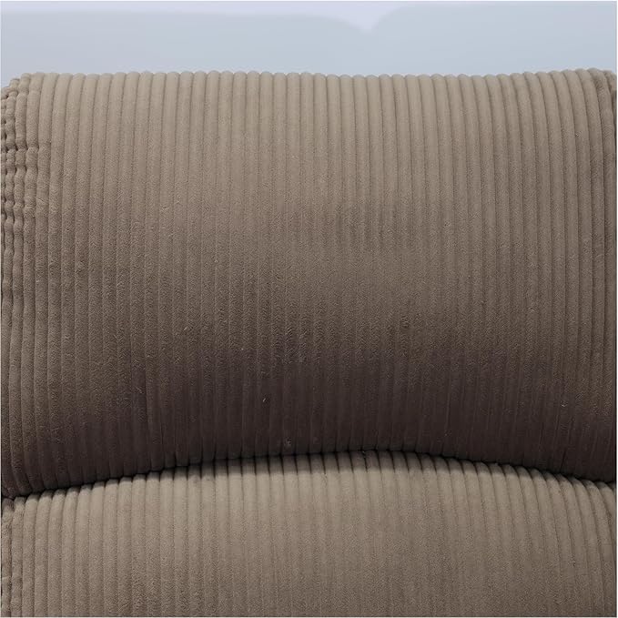 Manual Corduroy Recliner Chair Sofa for Living Room35 Ergonomic Reclining Chair with 10 Arm/Upholstered Seat/Metal FrameModern Single Couch for Rv Sofa/Home Theater Seating/Office(Brown)