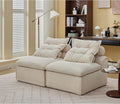 JUSTONE Modular Floor Sofa 2-Seater Armless Chair with Neck Pillow Soft Corduroy Fabric for Living Room Apartment Guest Room Beige
