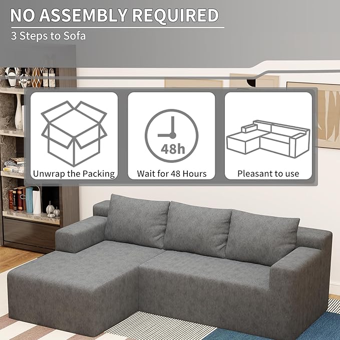 87 Modular Sectional Sofa Cloud Sectional Couch with Deep Seat Modern Modular L-Shape Sofa with Chaise Cozy Boneless Couches for Living Room Small Spaces No Assembly Required