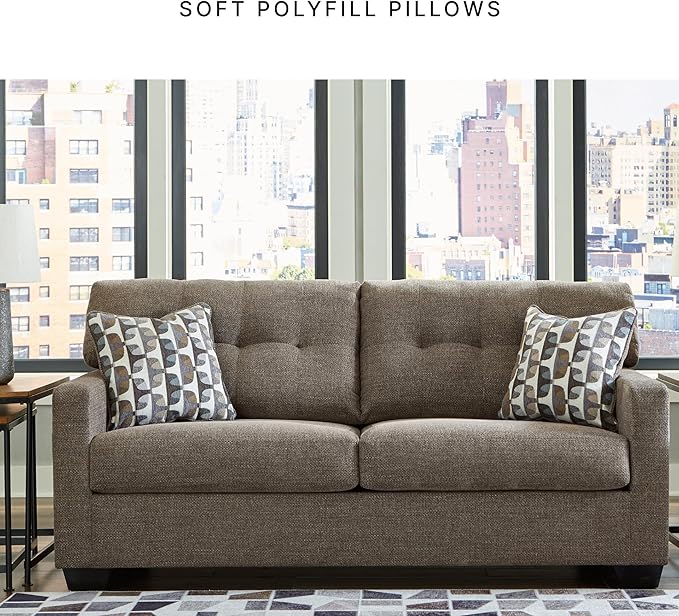 Signature Design by Ashley Mahoney Contemporary 2-in-1 Tufted Sofa Sleeper with Folding Gel Memory Foam Mattress Full Dark Brown