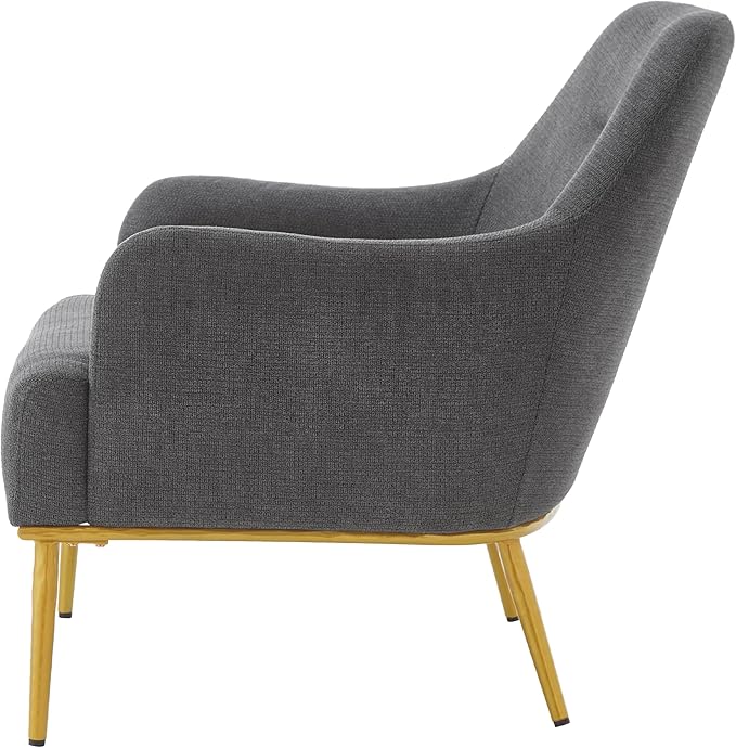 Christopher Knight Home Justin Modern Accent Chair with Metal Legs Chenille Upholstered Lounge Chair Indoor Curved Backrest Armchair Soft Cushion Seating for Living Room Reading Home Dark Gray