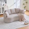 KEIKI 74” Curved Loveseat Sofa Curved Couches with 4 Removable Cushions Modern Luxury Plush Chenille Extra-Deep Seat Sofa for Small Spaces Living Rooms Bedroom Taupe