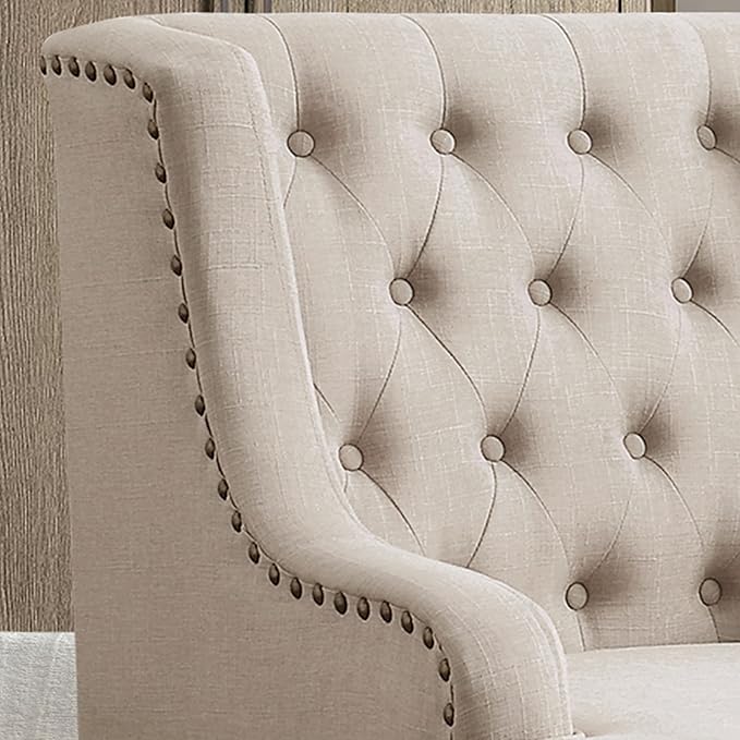 Rosevara Emmie Accent Chairs for Living RoomUpholstered ArmchairLinen Fabric Comfy Reading Seat Lounge for Living Room Bedroom ApartmentEasy AssemblyBeige