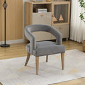 Modern Accent Chair Upholstered PU Leather Barrel Armchairs with Rubberwood Legs Comfy Lounge Arm Chair Hollow-Out Side Club Chair for Living Room Bedroom Office (Gray+Velvet)