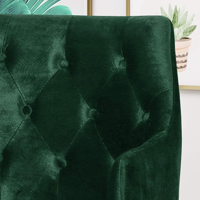 Christopher Knight Home Fern Modern Tufted Glam Accent Chair with Velvet Cushions and U-Shaped Base Emerald and Gold Finish 26D x 26W x 34H