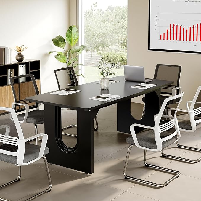 LITTLE TREE 70.8-Inch Home Office Desk White Computer Desk with Storage Study Writing Work Desk for Home Office Spacious Modern Simple Desk Black