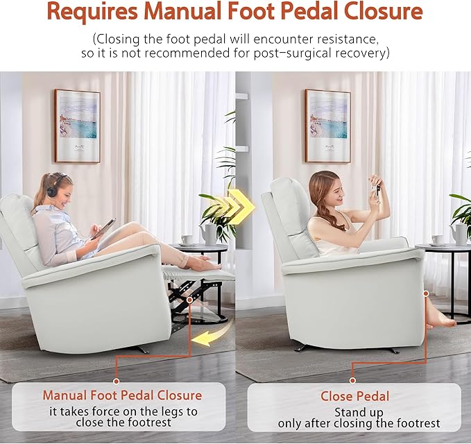 KEIKI Swivel Rocker Recliner Chair for Adults Rocking Recliner Chair Glider Rocking Chair Reclining with Modern-Designed Armrests Nursery Recliner for for Small Spaces/Living Room/Bedroom/Nursing
