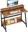 ALISENED 31.5 Inch Small Office Desk with Storage Small Desk for Small Spaces Compact Home Office Desk Mini Study Desk for Bedroom Brown