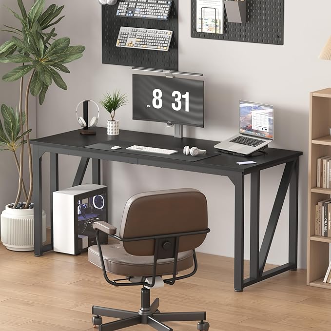NSdirect Computer Desk 63×23.6 Inch Gaming Desk with Deeper &amp Thicker Desktop Office Desk Work Desk for Home Office Black