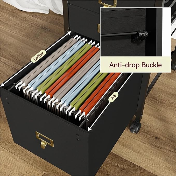Mobile File Cabinet 3 Drawer Metal Filing Cabinet with Lock Mobile Under Desk Storage for Home Office Fully Assembled
