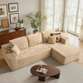106″ Modular Sectional Sofa L-Shaped Chaise Lounge Cloud Couch with Deep Seat Convertible Boneless Sectional Couches for Living Room No Assembly Required Beige Plush Corduroy