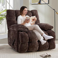 Oversized Rocker Recliner Chair 42” Power Swivel Recliner for Living Room Overstuffed Extra Wide Rocking Recliners with Breathable Soft Fabric Up to 400lbs(Manual Brown)