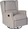 Flash Furniture Omma Swivel Glider Rocking Recliner Manual Wingback Recliner with 360 Degree Swivel for Living Room Bedroom or Nursery Upholstered Light Gray