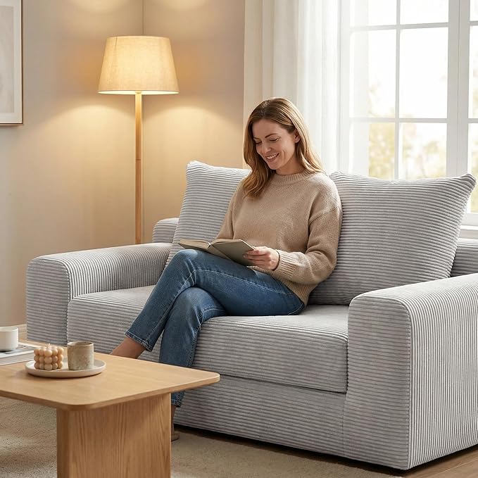 Convertible Sofa Bed 3 in 1 Loveseat Folding Couch Bed Foldable - Boneless Couch &amp Floor Futon Sleeper Corduroy Pull Out Sofa Bed with 2 Pillows for Living Room