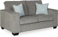 Signature Design by Ashley Altari Modern Loveseat with 2 Accent Pillows Light Gray