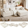 116 Boneless Couch Sectional Couches for Living RoomCloud Modular Sectional Sofa with Ottoman L-Shaped Modern Sofa with Deep Seat &amp High-Back DesignCorduroy 4-Seater Chaise Couch with 5 Pillows