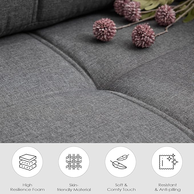 TYBOATLE Oversized Accent Chair w/Side Pockets Modern Tufted Upholstered Living Room Chair Comfy Arm Chair Linen Fabric Reading Waiting Room Chairs for Bedroom Apartment Office