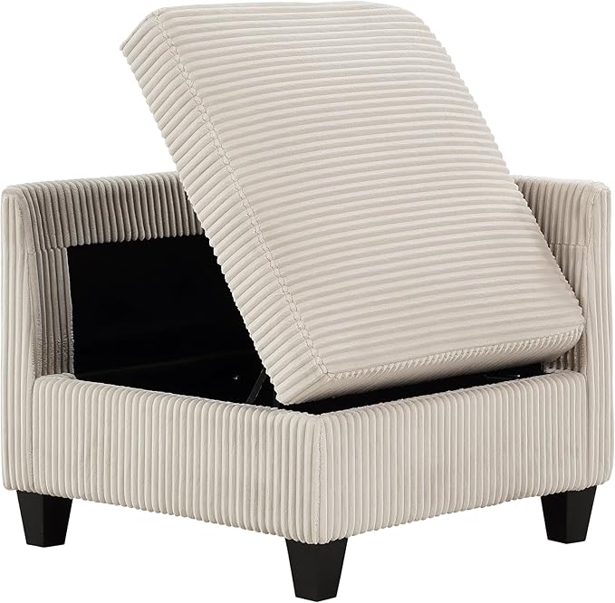 Lexicon Modular Sectional Sofa for Living Room Corduroy Corner Seat with Storage Units of Modular Sectional Couch Upholstered Chair for Customizable Sectional Sofa Couch Beige