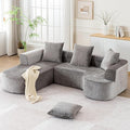 100“ Curved Sectional Couches for Living Room L Shaped Sectional Couch with Deep Seat &amp 3 Pillows Compression Sofa in a Box &amp Cream Couch with Wide Armrest No Assembly Required (Grey)