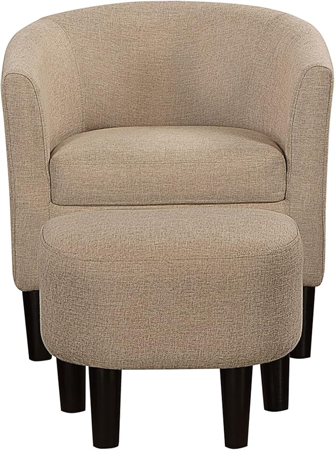 Convenience Concepts Take a Seat Churchill Accent Chair with Ottoman Tan Fabric