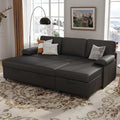 80 inch Convertible Sectional Sofa L-Shaped Sofa Sleeper with Reversible Chaise Faux Leather Couch Bed with StorageRemovable ArmrestModern Pull Out Bed for Living Room BedroomBlack