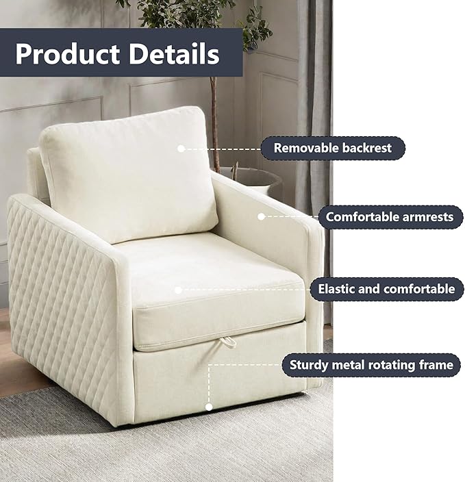 30 Beige Swivel Accent Chairs Set of 2Chenille Bedroom Chair with Storage Under SeatSquare Swivel Chairs Set of 2Modern Accent Chair for Living Room