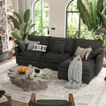 112 Inch Dark Grey Cloud Sectional Couch - Wide Pillow Edge Chenille Comfy Upholstered 3 Seater Modular Sofa with Ottoman L Shaped Couches for Living Room Apartment Office