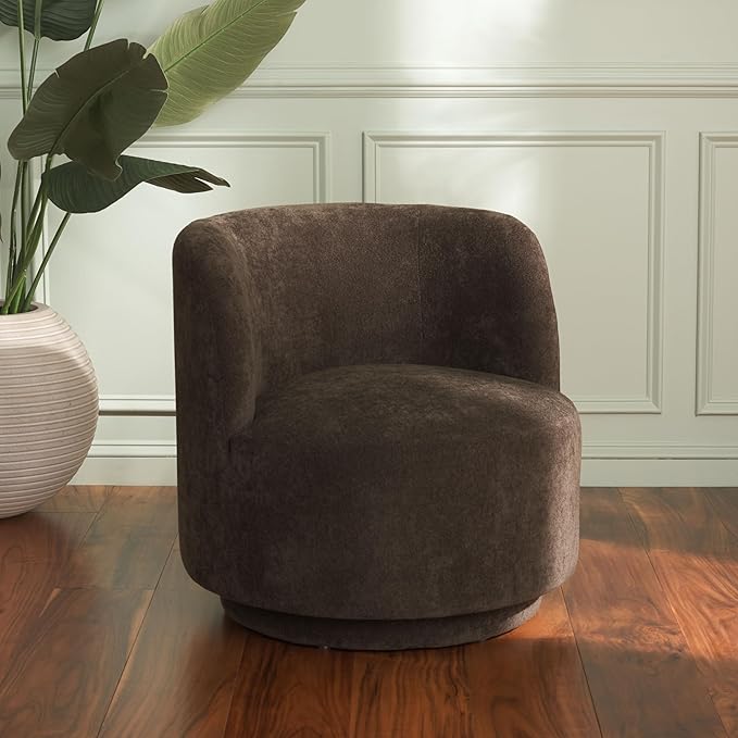 SAFAVIEH Home Collection Hayls Brown Linen Swivel Accent Chair (Fully Assembled)