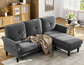 83 Sectional Couch Velvet L-Shaped Couch 3 Seater Sectional Couches for Living Room Comfy Fluffy Deep Seat Loveseat Modular Sectional Sofa with Ottoman for Apartment Office Grey
