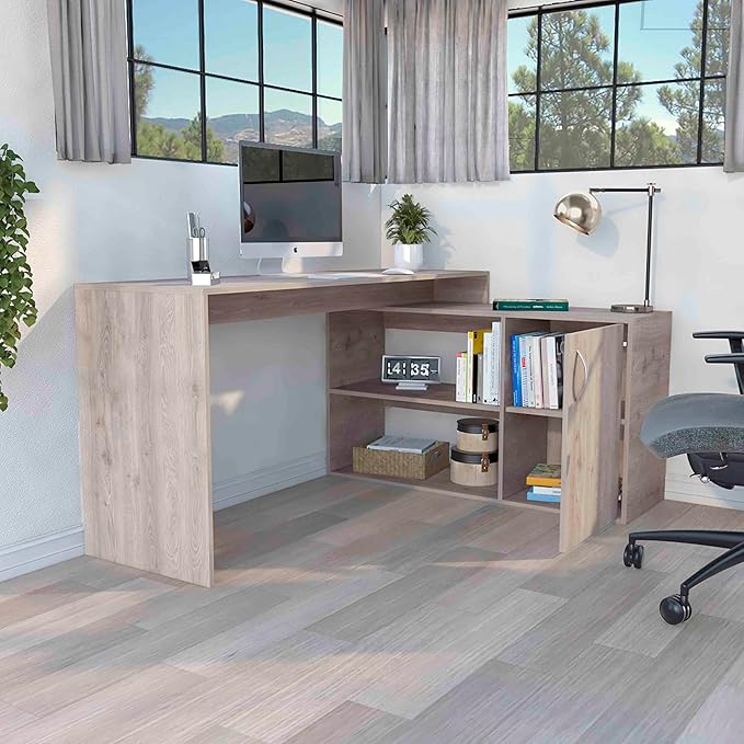 L Shaped Computer Desk Gaming Table Corner Desk 49 Inch PC Writing Black Desk Study Desks with CPU Stand Side Bag Reversible for Home Office Dorm Small Space (Gray)