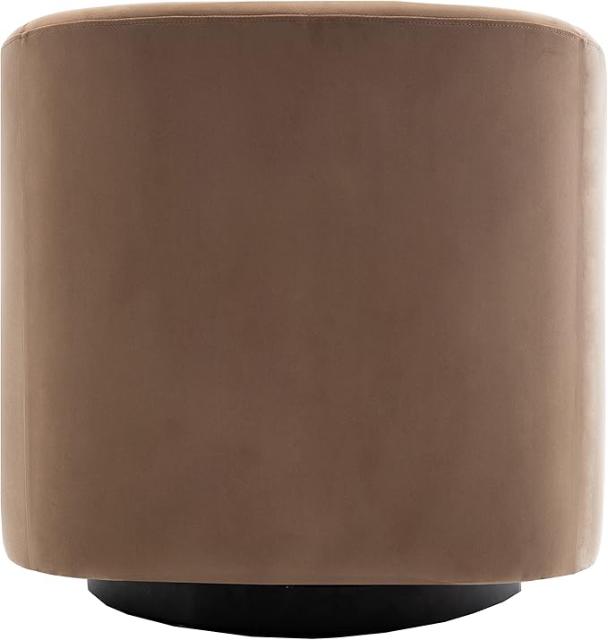 Wovenbyrd Classic Mid-Century 360-degree Swivel Barrel Accent Chair Light Brown Velvet